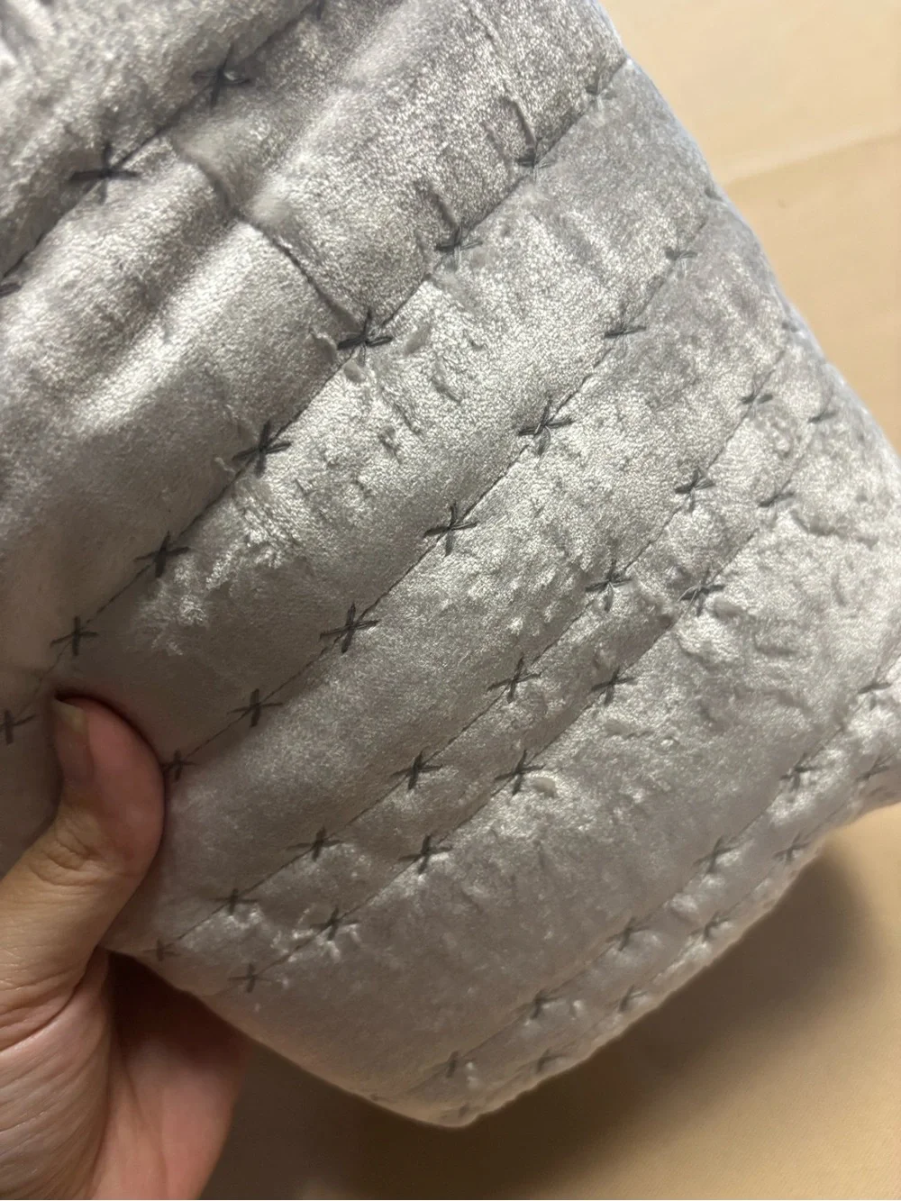 NEW Hotel Collection Quilted Standard Pillow Sham Silver Velvet Set of 1 READ